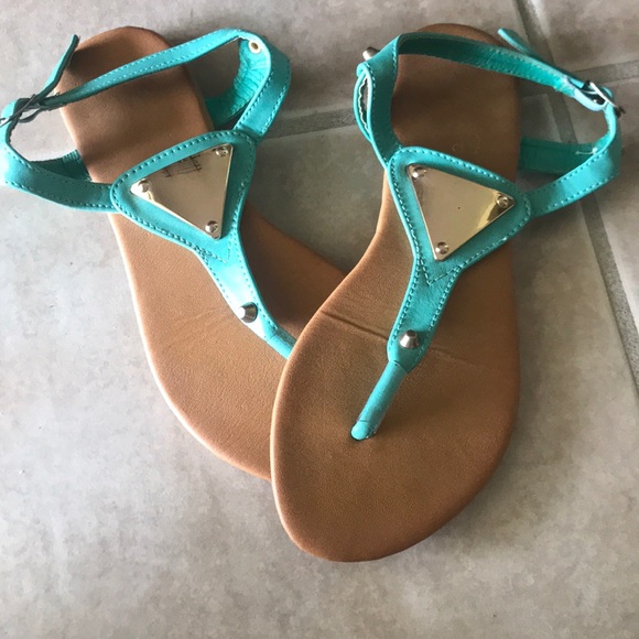 Teal/Gold Sandals - Picture 2 of 5